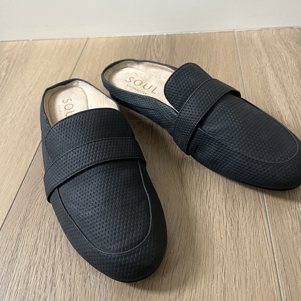 Naturalizer Mules Black Loafer Flat Slip On Shoes Womens 8 Comfort